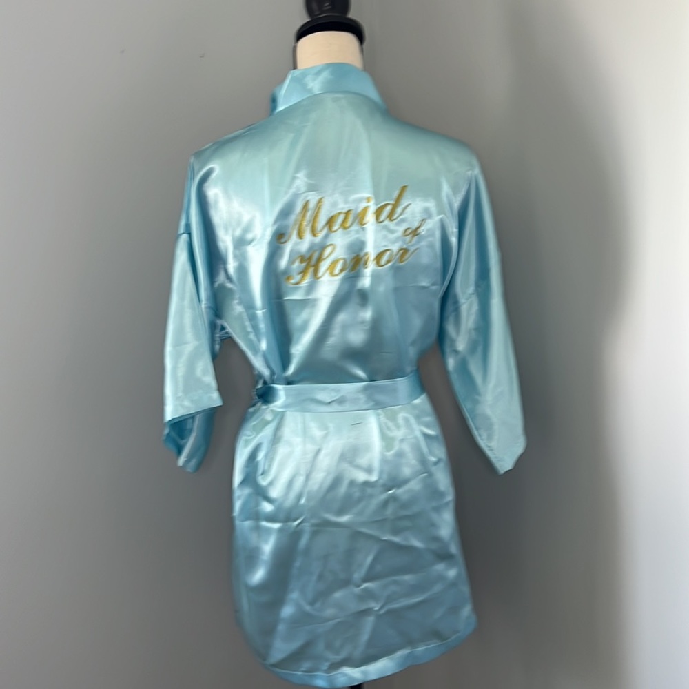 MAID OF HONOR Light Blue Robe - Picture 2 of 7